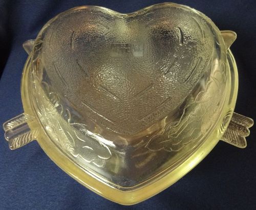 Cupid & Arrow Crystal Casserole 10" 4.5" Tall Saben Glass Company