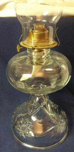 EAPC Crystal Oil Lamp 9" Glass Threads Hocking Glass Company