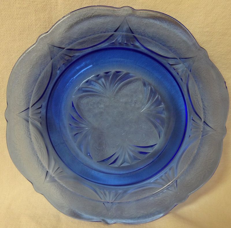 Royal Lace Cobalt Sherbet Plate 6&quot; Hazel Atlas Glass Company