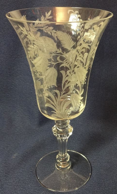 Fuchsia Crystal Goblet 7 5/8&quot; Tiffin Glass Company
