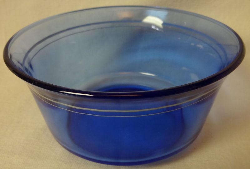 White Rings Ritz Blue Bowl 5&quot; Hazel Atlas Glass Company