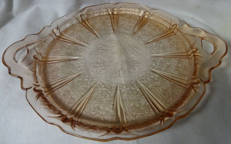 Cherry Blossom Pink 2 Handled Tray 10.5&quot; Jeannette Glass Company