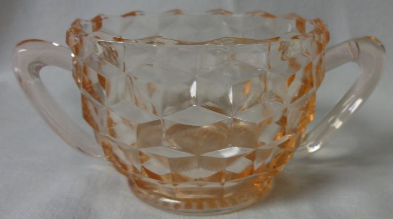 Cube Pink Sugar 3&quot; Jeannette Glass Company
