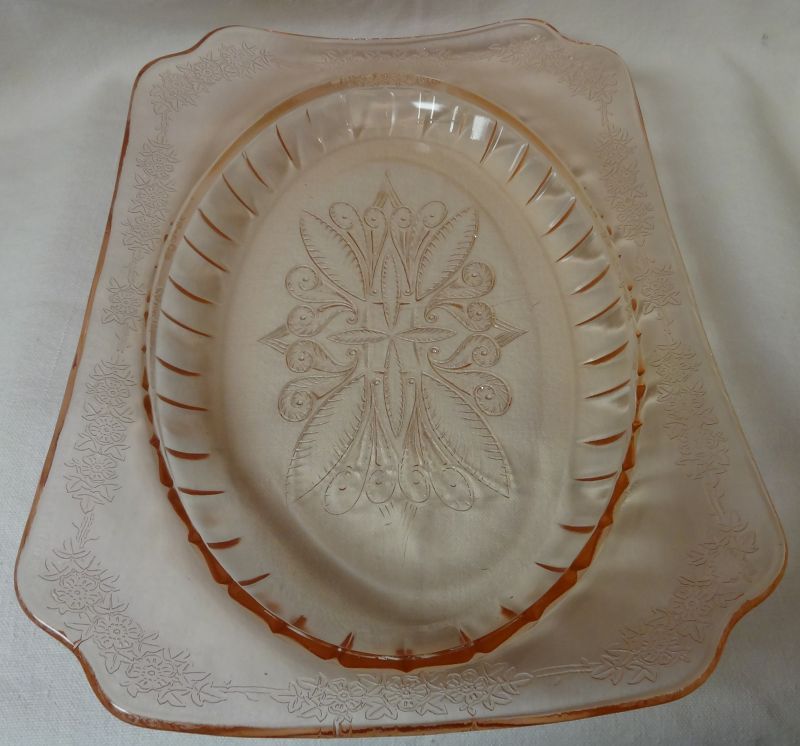Adam Pink Oval Platter 11.75&quot; Jeannette Glass Company