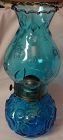 Moon & Star Blue Oil Lamp 12" Bulbous L E Smith