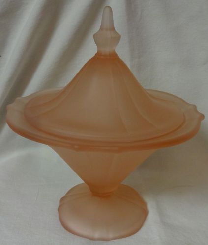 Line 15310 Candy & Lid 8" Pink Satin Tiffin Glass Company