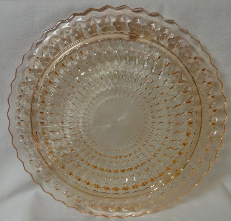 Holiday Pink Cake Plate 3 Legged 10.5&quot; Jeannette Glass Company