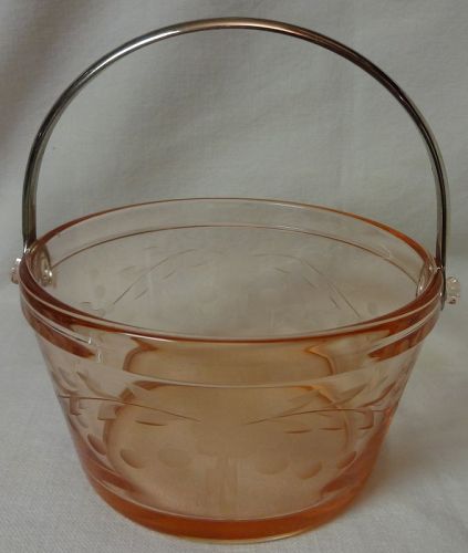 Whipped Cream Pail Rose 4.75" Etched Fostoria Glass Company