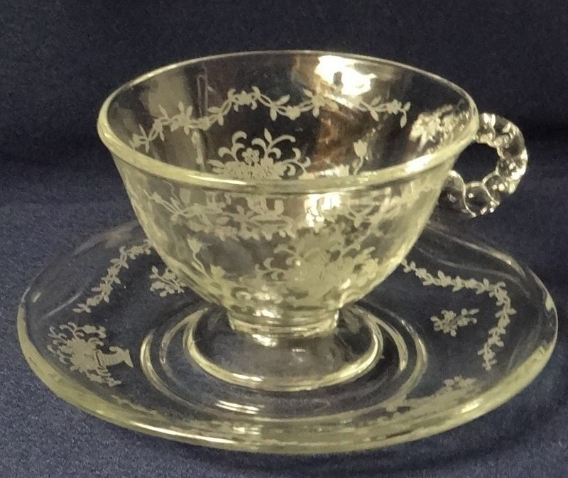 Mayflower Crystal Cup &amp; Saucer Fostoria Glass Company
