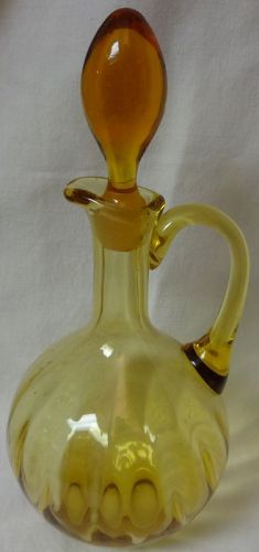 Cruet & Stopper Amber Optic 8.25" Glass