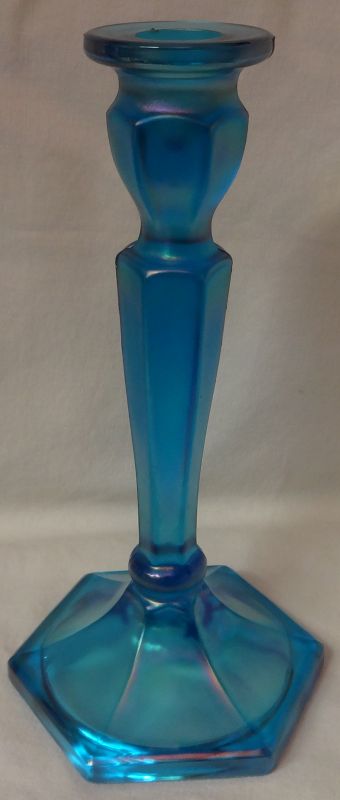 Colonial Blue Stretch Candlestick 8.5&quot; #449 Fenton Art Glass Company