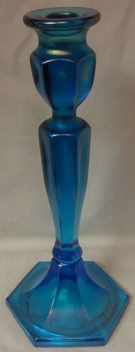 Colonial Blue Stretch Candlestick 10.25" #349 Fenton Art Glass Company