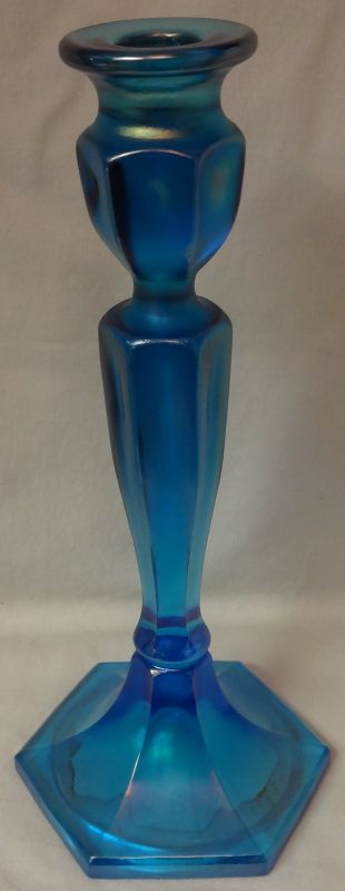 Colonial Blue Stretch Candlestick 10.25&quot; #349 Fenton Art Glass Company