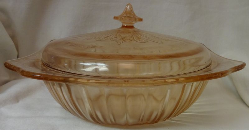 Adam Pink Bowl &amp; Cover 9&quot; Jeannette Glass Company