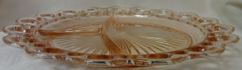 Old Colony Pink Grill Plate 10.5&quot; Hocking Glass Company