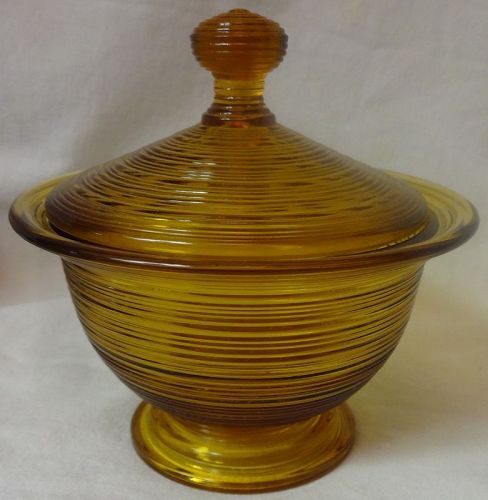 Reeded Amber Candy & Lid Imperial Glass Company