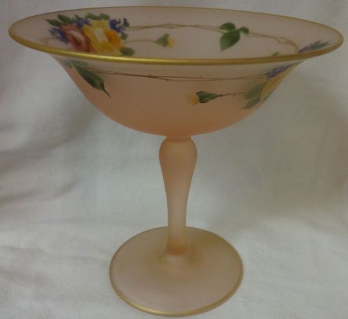 Rose Pink Satin Comport High Footed Tiffin Glass Company
