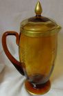 Melrose Amber Gold Encrusted Jug & Cover 2 Quart 11.5" Tiffin Glass