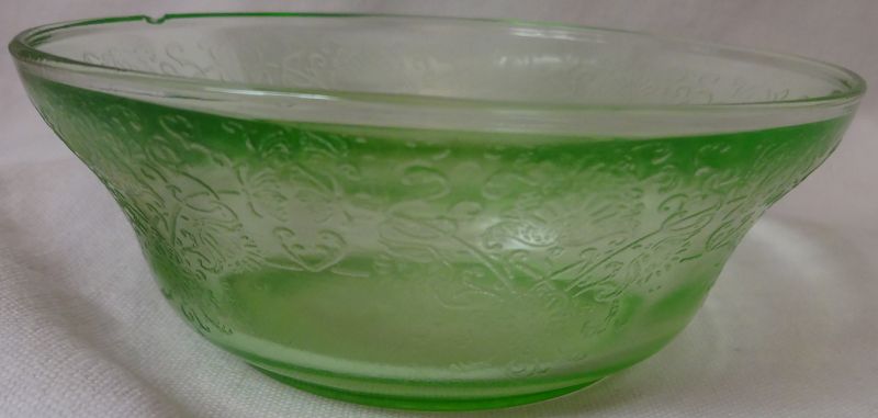 Florentine #2 Green Bowl 4.5&quot; Hazel Atlas Glass Company