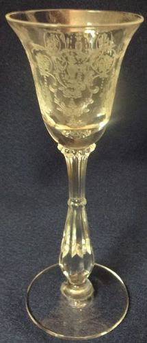 Cherokee Rose Crystal Wine 5 3/8" Tiffin Glass Company