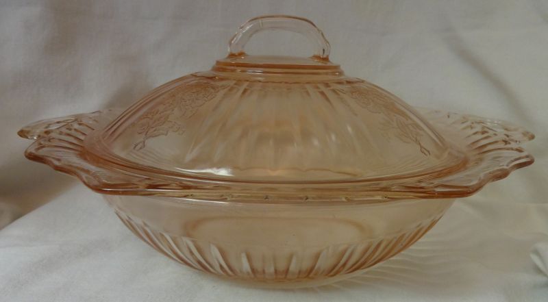 Mayfair Pink Covered Bowl 10&quot; Hocking Glass Company