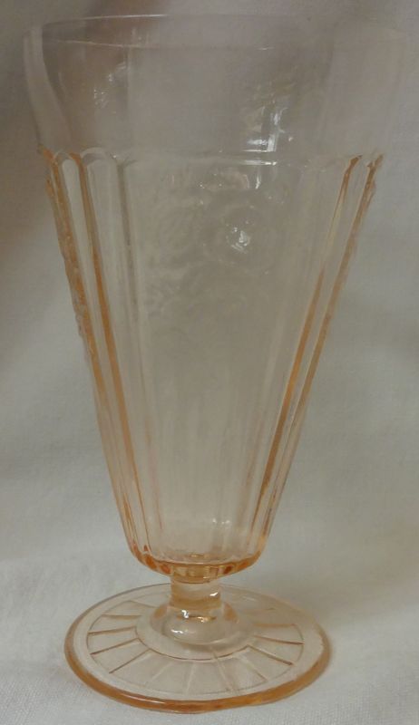 Mayfair Pink Ice Tea Tumbler Footed 6.5&quot; 15 oz Hocking Glass Company