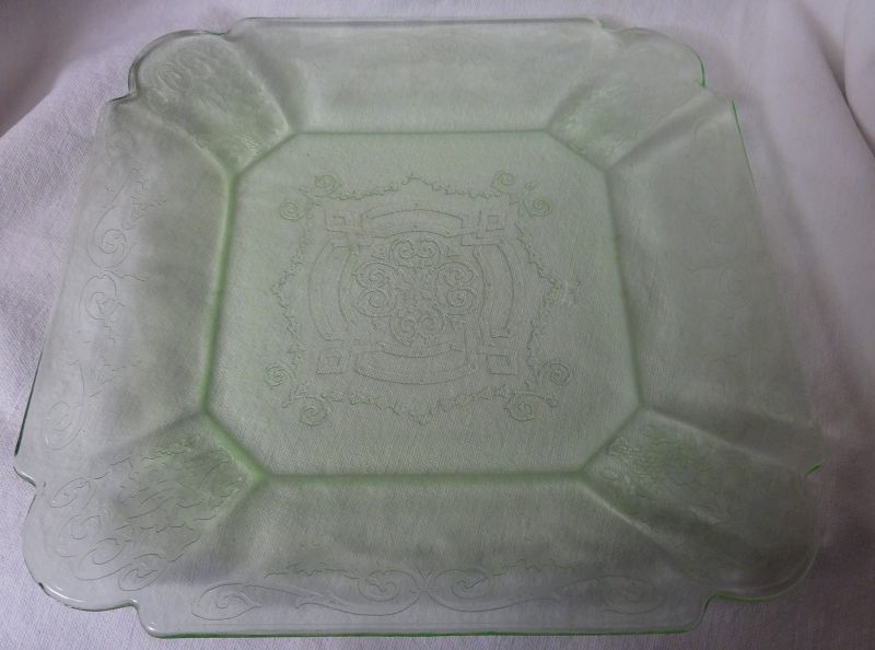 Lorain Green Luncheon Plate 8.75&quot; Indiana Glass Company