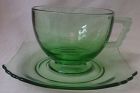 Mayfair Green Cup & Saucer Fostoria Glass Company