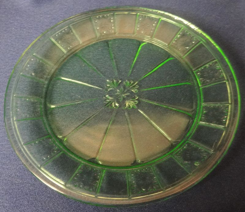 Doric Green Salad Plate 7&quot; Jeanette Glass Company