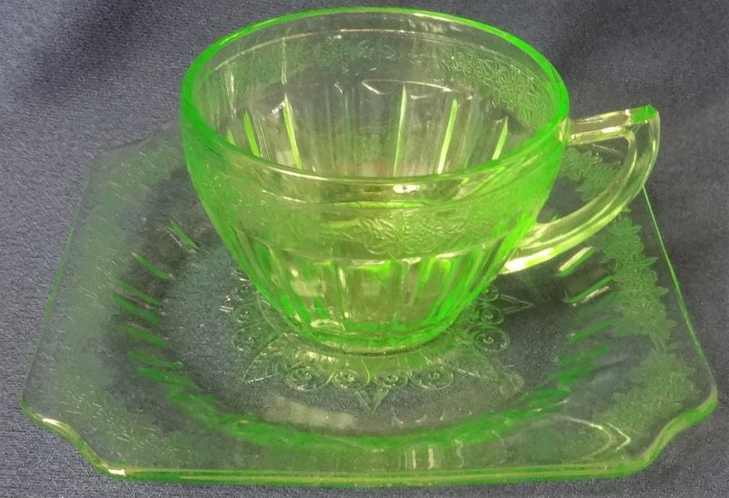 Adam Green Cup &amp; Saucer Jeannette Glass Company