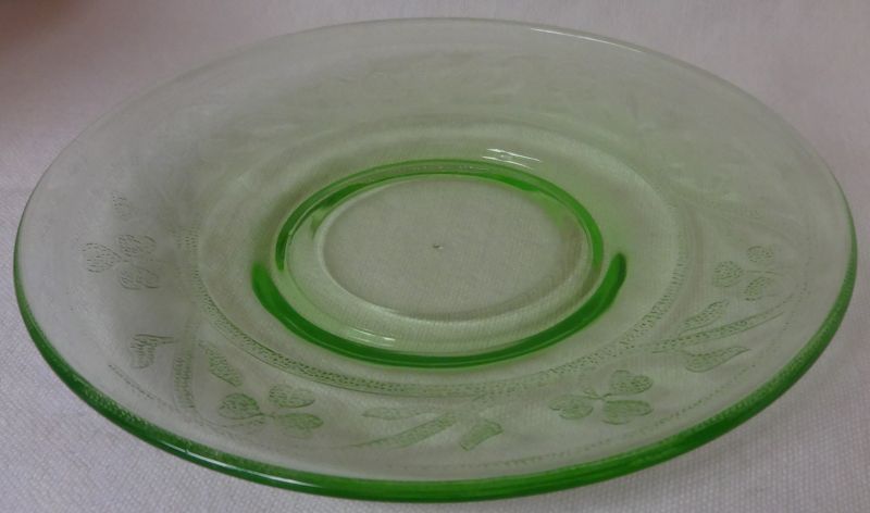 Cloverleaf Green Saucer Hazel Atlas Glass Company