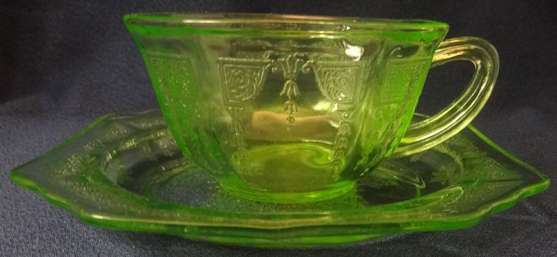 Princess Green Cup &amp; Plate 6&quot; Hocking Glass Company
