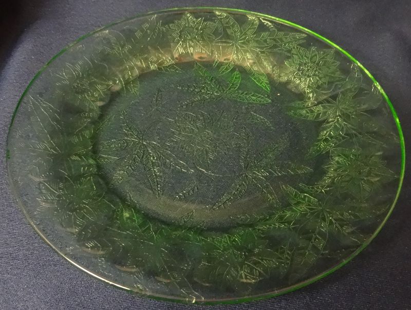 Floral Green Salad Plate 8&quot; Jeannette Glass Company