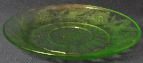 Floral Green Saucer Jeannette Glass Company