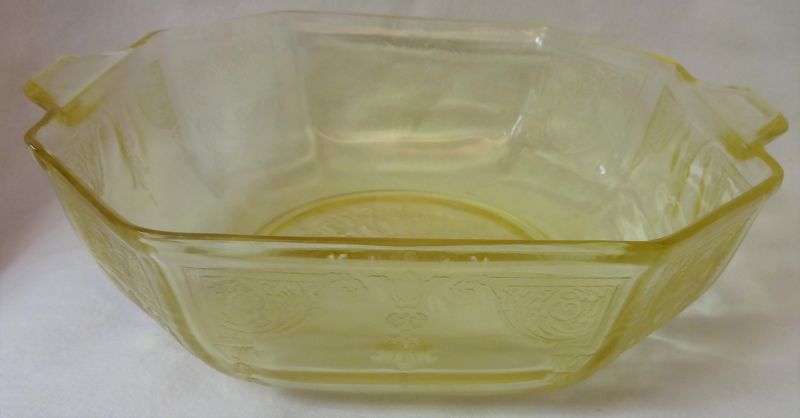 Princess Yellow Octagonal Bowl 9&quot; Hocking Glass Company