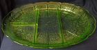 Cherry Blossom Green Platter 13" Divided Jeannette Glass Company