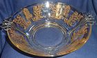 Gazebo Crystal Gold Encrusted Bowl 9" Handled #211 Paden City Glass