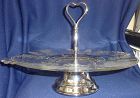 Gazebo Crystal Tray 12" Metal Handle & Foot Paden City Glass Company