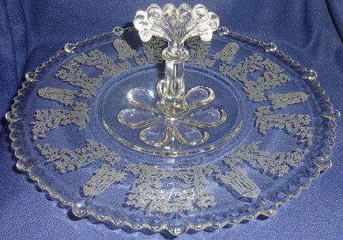 Gazebo Crystal Center Handled Server 11" #555 Paden City Glass Company