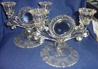 Gazebo Crystal Duo Candlestick Pair 6.75" Span #555 Paden City Glass