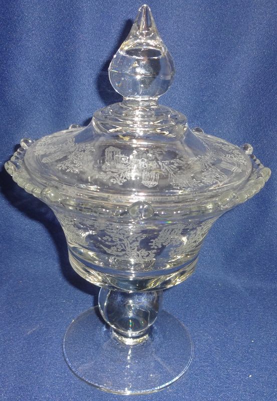 Gazebo Crystal Candy Footed 10.5&quot; #555 Paden City Glass Company