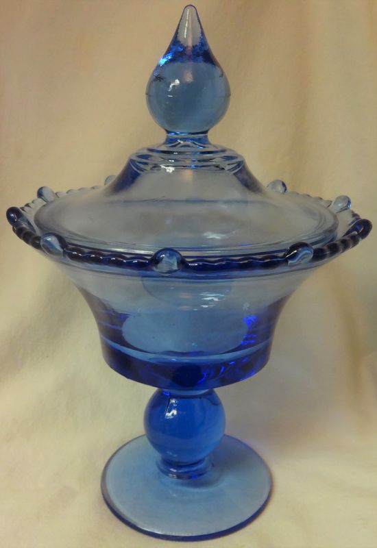 Mr B Blue Candy 9.75&quot; #555 Paden City Glass Company