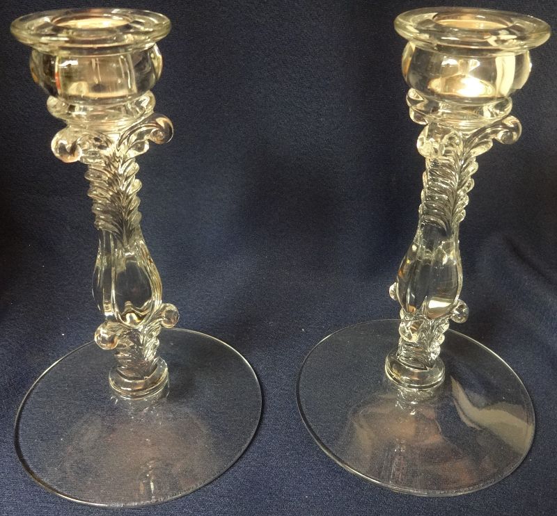 Line 3121 Crystal Candlestick Pair 7&quot; Cambridge Glass Company