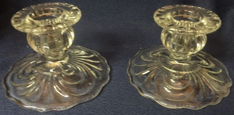 Caprice Crystal Candlestick Pair 2.5&quot; #67 Cambridge Glass Company