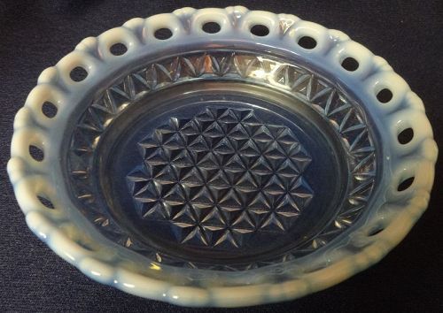 Laced Edge Blue Opalescent Bowl 5.5" Imperial Glass Company