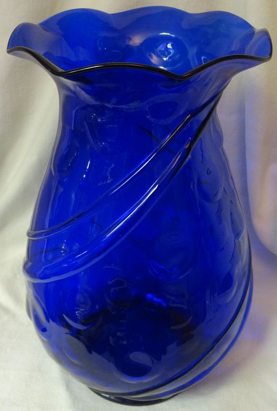 Iron Mold Pattern Vase Cobalt 9.5&quot; Louis Glass Company