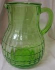 Block Optic Green Balbous Pitcher 7 5/8" 54 oz Hocking Glass Company