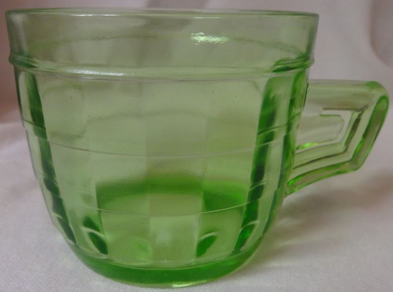 Block Optic Green Mug 2.75&quot; Hocking Glass Company