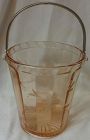 Ice Bucket Pink Etched 6 1/8" Glass
