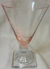 Water Tumbler Pink & Crystal Footed Set of 6 Glass